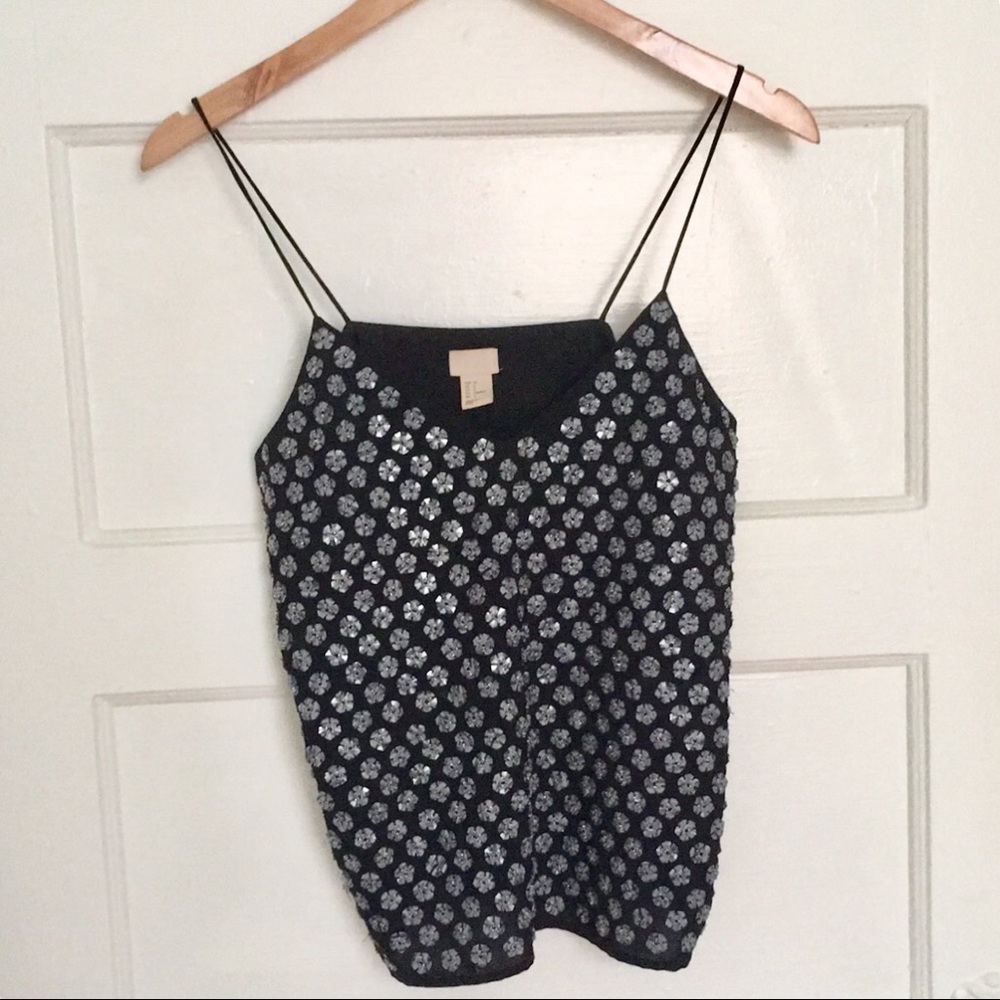 floral beaded tank top. vintage style.